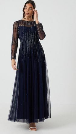 Coast Petite Ombre Embellished Long Sleeve Bridesmaids Dress