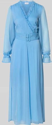 Vila Maxikleid mit G&uuml;rtel und R&uuml;schen Modell EMMA in Hellblau, Gr&ouml;&szlig;e 34