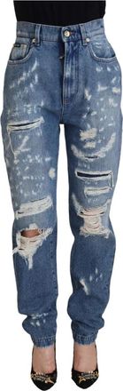 Dolce & Gabbana Versleten Denim Jeans - Indigo Essence - Dames - Loose Fit Jeans - Blauw - 2XS - Denim - Jeans