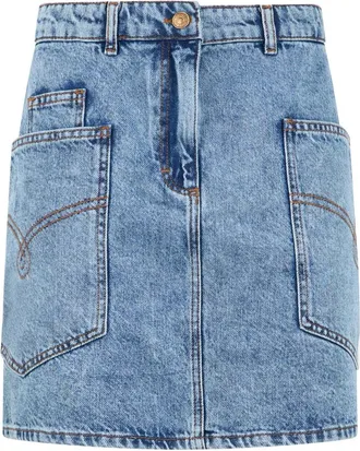 Moschino Rokken, Dames, Blauw, XL, Denim, Denim jumpsuit met zakken