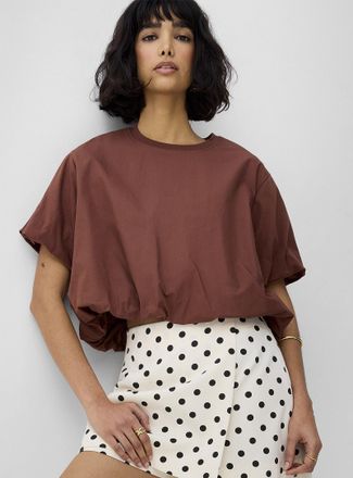 Icone Womens Cropped pure organic cotton bubble-hem T-shirt