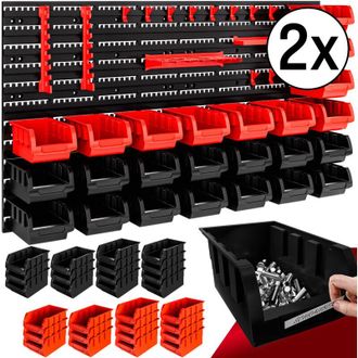Deuba Estanter&iacute;a De Herramientas De Pared 95x54cm 28 Cajas Apilables 2 Paneles Ampliable Soporte Para Llaves Y Destornilladores Taller Indiv/doble 45 Pzs