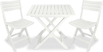 vidaXL Mesa Y Sillas Bistr&oacute; De Jard&iacute;n Plegables 3 Pzas Pl&aacute;stico Blanco Vidaxl