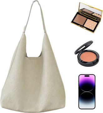 Generic Leather Tote - Trendy Fashion Handbag for Women, Spacious Shoulder Tote Bag Organizer, Large Capacity Travel Shopping Carry Purse Female Everyday Prac