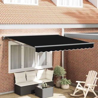 vidaXL Toldo Retr&aacute;ctil Manual Negro 300x250 Cm Tela Vidaxl