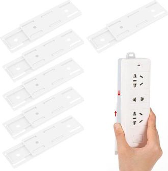 No Brand Juego De 6 Soportes Autoadhesivos Para Regletas Y Enchufes, Ideales Para Fijar De Forma Segura Regletas Y Cables A Diversas Superficies