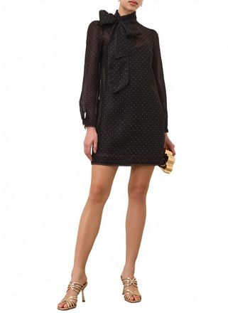 Zimmermann Dream Pussybow Mini Dress In Black Dot