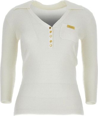 Elisabetta Franchi Maglione con scollo a V - Bianco