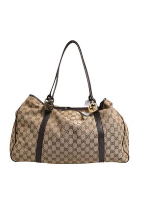 Gucci Beige and Black Canvas Twins Medium Tote Womens Bag (Pre-Owned)