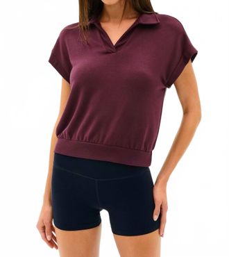 SPLITS59 Evie Sleeveless Polo In Dark Cherry