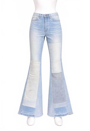 Amiri Womens Reconstructed Flare Jeans In Multi Indigo