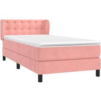 vidaXL Cama Box Spring Con Colch&oacute;n Terciopelo Rosa 80x200 Cm Vidaxl