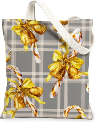 Generic Vintage Canvas Tote Bags, Decorative Bell Pattern Reusable Shopping Bags, Lightweight Washable Shoulder Strap Tote for Gym, Gray, 13x15 Inch