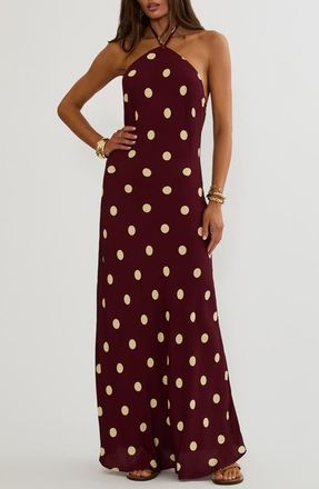 Beach Riot Xandra Polka Dot Halter Neck Maxi Dress in Butter Blossom Polka Dot at Nordstrom, Size Medium