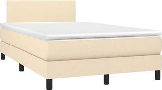 vidaXL Cama Box Spring Con Colch&oacute;n Tela Color Crema 120x200 Cm Vidaxl