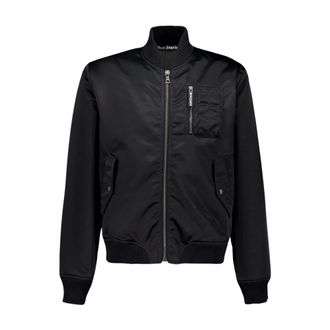 Palm Angels Bomber Jackets, male, Black, L, Curved Logo Bomber Jacket