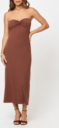 L*Space Lisette Strapless Rib Cover-Up Dress in Cafe at Nordstrom, Size X-Large