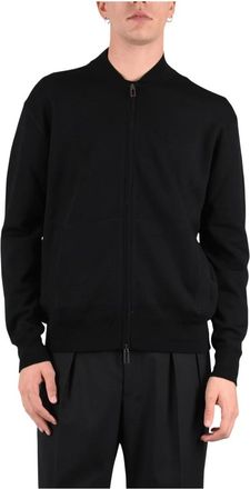 Paolo Pecora Vest met volledige ritssluiting - Heren - Truien - Zwart - Maat: 2XL Wol