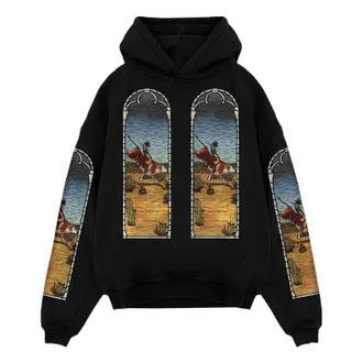 Who Decides War by Ev Bravado x EST Gee Stained Glass Hoodie Black WDWES637