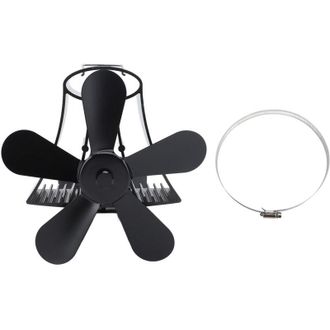 OEM Ventilador Magn&eacute;tico De Pared Crezuo De 5 Aspas, Funcionamiento Silencioso, Para Estufa De Le&ntilde;a, Quemador De Le&ntilde;a, Color Negro