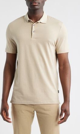 BOSS Pitton Slim Fit Mercerized Cotton Polo in Light Beige at Nordstrom, Size Xxx-Large