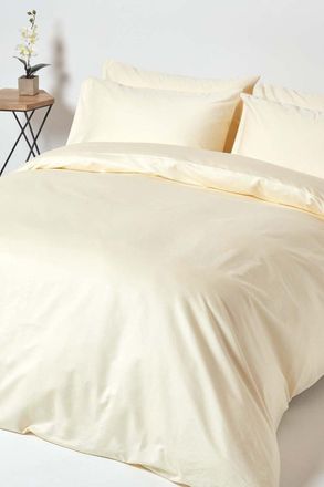 Homescapes Egyptian Cotton Duvet Cover with Pillowcase 1000 TC in Cream | Size: King