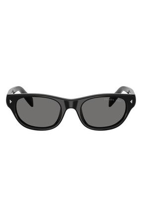 Prada 52mm Polarized Cat Eye Sunglasses in Black /Dark Grey Polar at Nordstrom