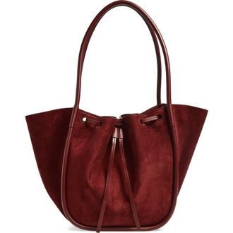 Proenza Schouler Large Ruched Suede Tote in Merlot at Nordstrom