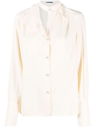 Jil Sander Blusa a maniche lunghe con collo asimmetrico - Toni neutri