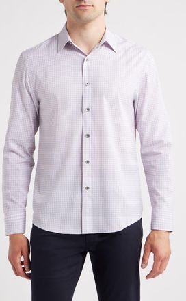 W.R.K Trim Fit Gingham Check Performance Button-Up Shirt in Grey/White at Nordstrom, Size X-Large