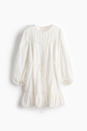 H&M Cotton Tunic Dress in White at Nordstrom, Size X-Small