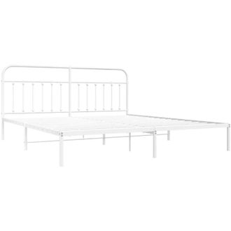 vidaXL Metal Bed Frame without Mattress with Headboard White 193x203cm Vidaxl
