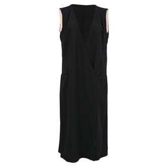 Giorgio Armani V-Neck Midi Dress in Black Wool