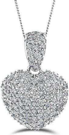 The Diamond Store 2.00ct Lab Diamond Heart Pendant Necklace H/SI Quality in 9K White Gold