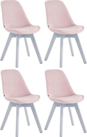 Clp Set De 4 Sillas De Comedor Borneo Tapizadas En Terciopelo Rosado Blanco
