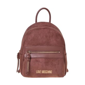 Love Moschino Velour Rugzak - Dames - Tassen - Bruin - Maat: ONE Size Velours