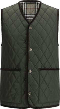 Burberry Jassen, Heren, Groen, M, Diamond Quilted Gilet