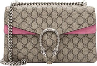 Gucci Beige & Pink GG Supreme Coated Canvas & Leather Dionysus Medium Shoulder Bag (Authentic Pre-Loved)