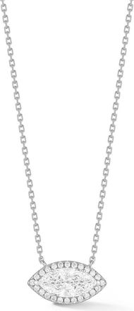 Glaze Jewelry Marquise Cut Moissanite Halo Pendant Necklace in Silver at Nordstrom Rack