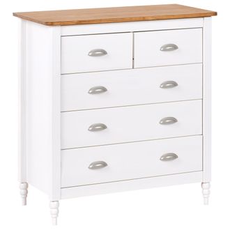 Beliani C&oacute;moda Escandinava 5 Cajones Con Tapa De Madera Blanca Shillington