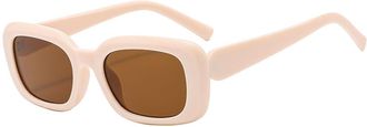 Generic Small Frame Mens Outdoor Sunglasses Commuter Womens Sports Vacation Sun Glasses(Beige)
