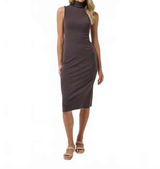 Travis Mathew Cloud Rib Mock Neck Dress In Coffee Grounds