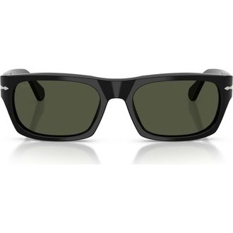 Persol 55mm Rectangular Sunglasses in Black /Green at Nordstrom