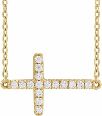 Pompeii3 Womens 1/4Ct Diamond Sideways Cross 14k Gold 18 Lab Grown