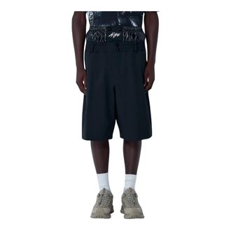Moncler Long Shorts, male, Black, Size: S Contrast Waistband Shorts