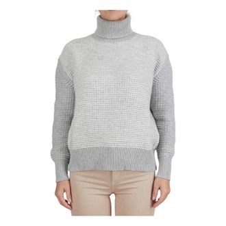 Kiton Cashmere Knitwear, female, Gray, Size: S Textured Cashmere Turtleneck Sweater