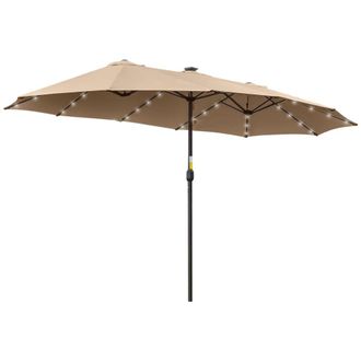 OUTSUNNY Sombrilla doble de jard&iacute;n 450x265x240 cm caqui