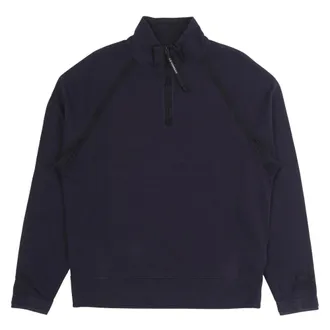 C.P. Company Sweatshirts, male, Blue, Size: XL Light Fleece Half Zipped Sweatshirt