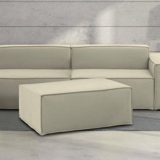 Dmora Dmora - Puff Dabdella, Otomana De La Sala De Estar, 100% Made In Italy, Sill&oacute;n Relax En Tela Tapizada, Cm 100x70h43, Beige