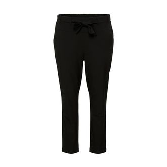 Kaffe Curve Black Deep Belted Slim-Leg Trousers - female - Kaffe Curve - Slim-fit Trousers - Black - 7XL - Trousers